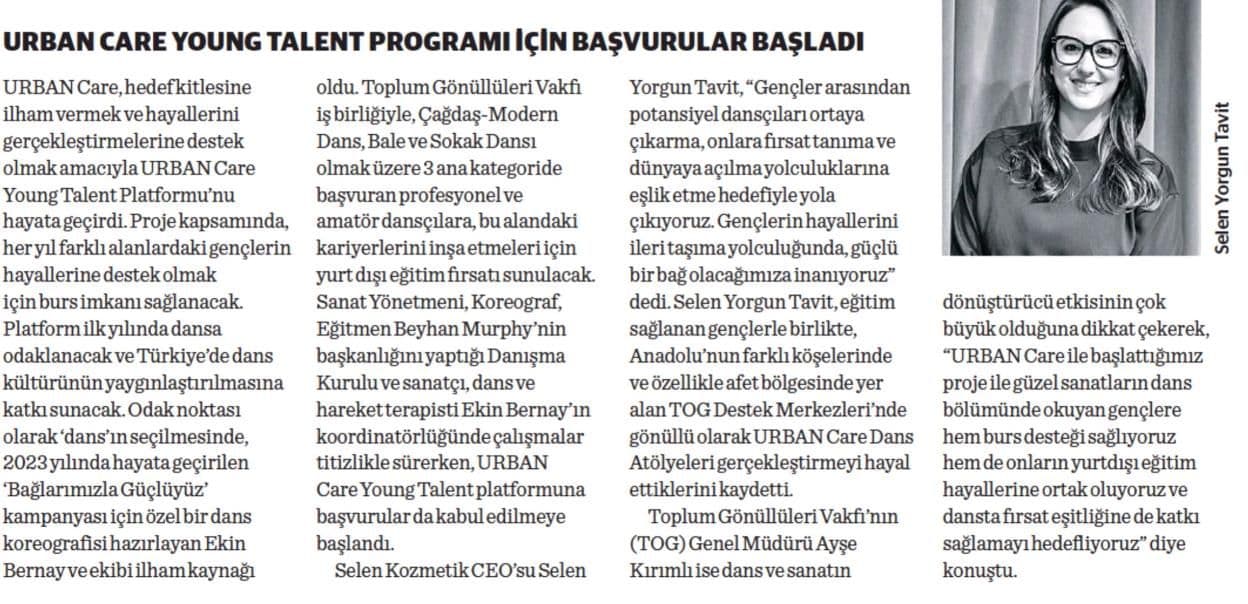 URBAN Care Young Talent Programı İçin Başvurular Başladı